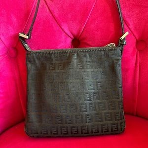 Fendi monogram logo crossbody bag in black black